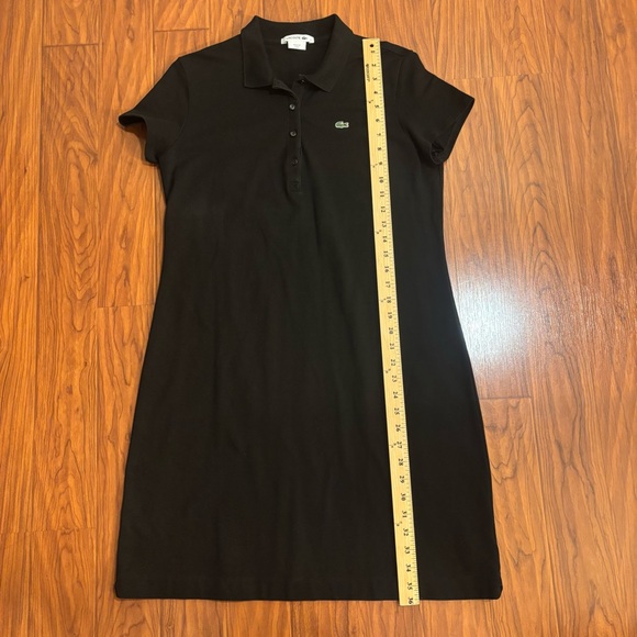 Lacoste Black Pique Polo Dress Signature Croc Logo Womens 44/Large - Picture 5 of 6